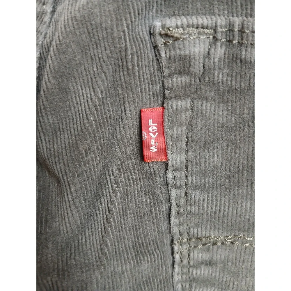 LeVi's Jeans‎ 29x33 Black Label Silver Tag Army Green Corduroy Distressed #437C